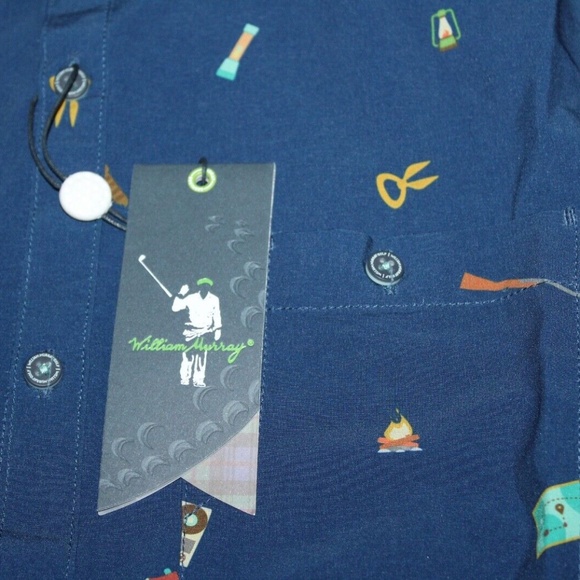 NEW Mens WILLIAM "Bill" MURRAY GOLF Happy Glamper SS Button Sport Shirt Size L - Picture 3 of 9